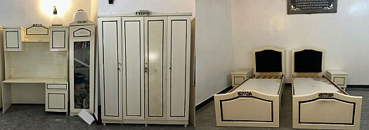 Ensemble mobilier complet: lits avec tiroirs, armoire et bureau