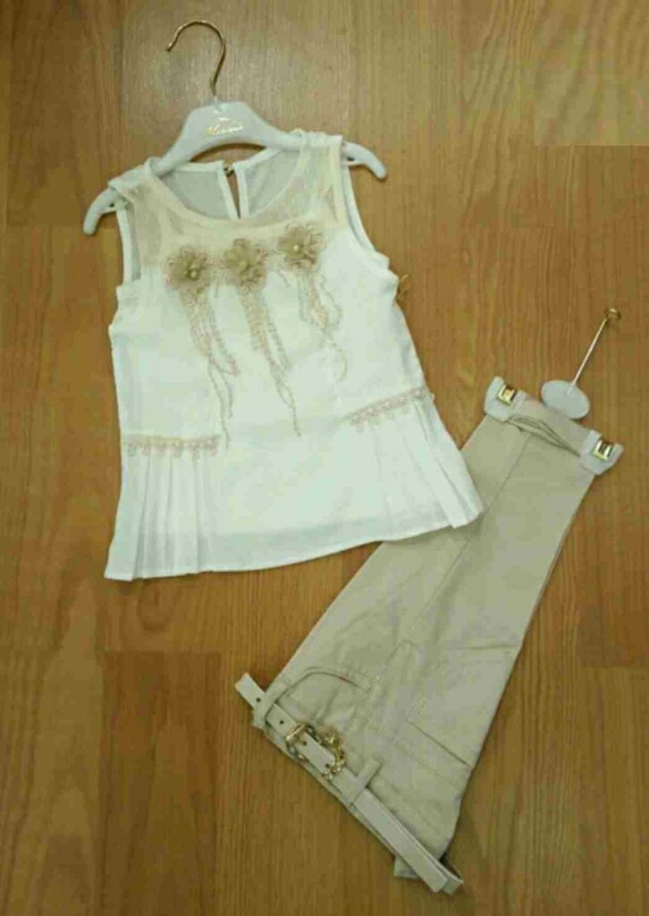 Ensemble fille top transparent + pantalon