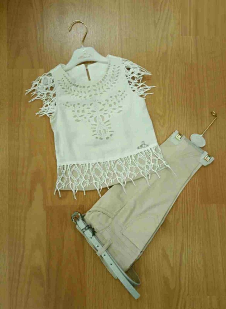 Ensemble mode top à franges + pantacourt