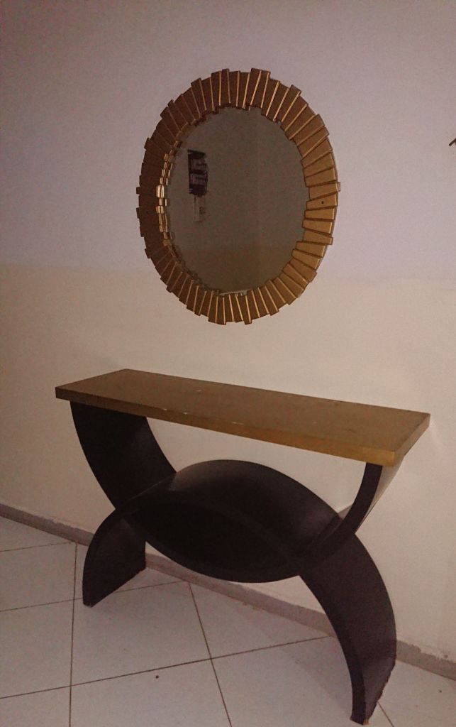 Consol en bois avec miroir mural